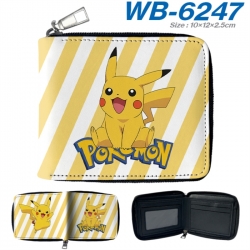 Pokemon Anime color short full zip folding wallet 10x12x2.5cm