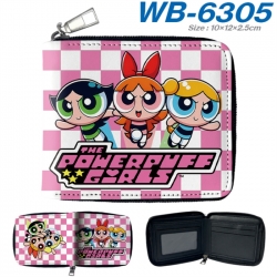 The Powerpuff Girls Anime color short full zip folding wallet 10x12x2.5cm