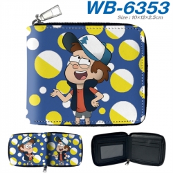 Gravity Falls Anime color short full zip folding wallet 10x12x2.5cm