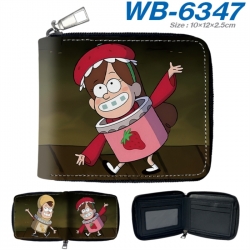 Gravity Falls Anime color short full zip folding wallet 10x12x2.5cm