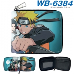 Naruto Anime color short full zip folding wallet 10x12x2.5cm