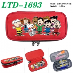 Peanuts Anime Waterproof canvas zipper clamshell pencil case pencil case 22x10x4cm