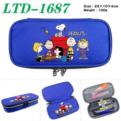 Peanuts Anime Waterproof canvas zipper clamshell pencil case pencil case 22x10x4cm