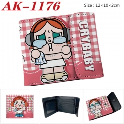 Crybaby Anime PU leather full color buckle two fold wallet 12X10X2CM