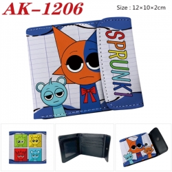 Sprunki Anime PU leather full color buckle two fold wallet 12X10X2CM