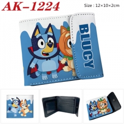 Bluey Anime PU leather full color buckle two fold wallet 12X10X2CM