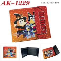 Bluey Anime PU leather full color buckle two fold wallet 12X10X2CM