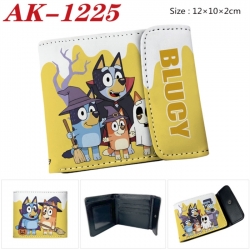 Bluey Anime PU leather full color buckle two fold wallet 12X10X2CM