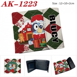 Bluey Anime PU leather full color buckle two fold wallet 12X10X2CM