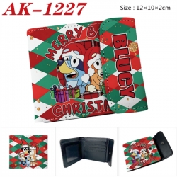 Bluey Anime PU leather full color buckle two fold wallet 12X10X2CM