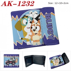 Bluey Anime PU leather full color buckle two fold wallet 12X10X2CM