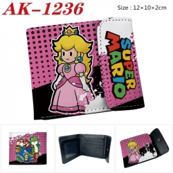 Super Mario Anime PU leather full color buckle two fold wallet 12X10X2CM