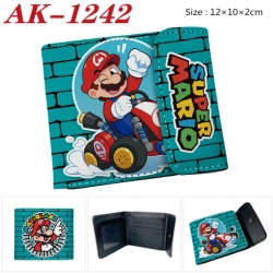 Super Mario Anime PU leather full color buckle two fold wallet 12X10X2CM