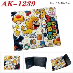 Super Mario Anime PU leather full color buckle two fold wallet 12X10X2CM