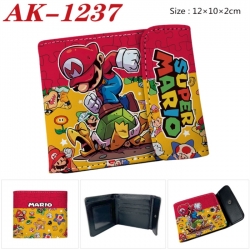 Super Mario Anime PU leather full color buckle two fold wallet 12X10X2CM