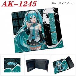 Hatsune Miku Anime PU leather full color buckle two fold wallet 12X10X2CM