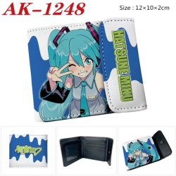 Hatsune Miku Anime PU leather full color buckle two fold wallet 12X10X2CM