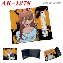 Chainsaw Man Anime PU leather full color buckle two fold wallet 12X10X2CM