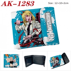 Chainsaw Man Anime PU leather full color buckle two fold wallet 12X10X2CM