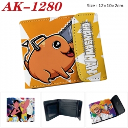 Chainsaw Man Anime PU leather full color buckle two fold wallet 12X10X2CM