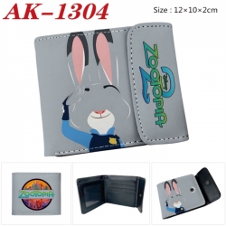 Zootopia Anime PU leather full color buckle two fold wallet 12X10X2CM