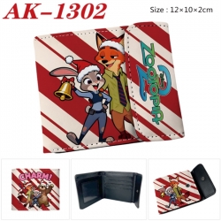 Zootopia Anime PU leather full color buckle two fold wallet 12X10X2CM
