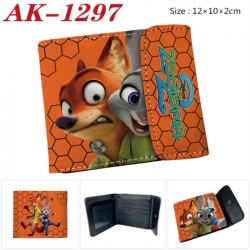 Zootopia Anime PU leather full color buckle two fold wallet 12X10X2CM