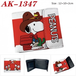 Peanuts Anime PU leather full color buckle two fold wallet 12X10X2CM