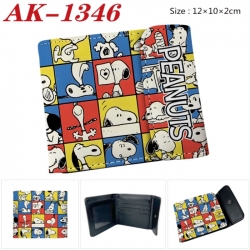 Peanuts Anime PU leather full color buckle two fold wallet 12X10X2CM