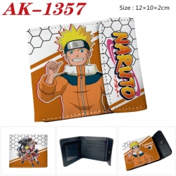 Naruto Anime PU leather full color buckle two fold wallet 12X10X2CM