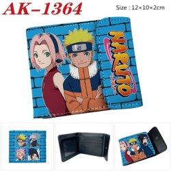 Naruto Anime PU leather full color buckle two fold wallet 12X10X2CM