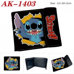 Lilo & Stitch Anime PU leather full color buckle two fold wallet 12X10X2CM