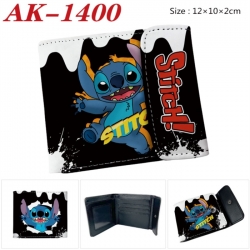 Lilo & Stitch Anime PU leather full color buckle two fold wallet 12X10X2CM