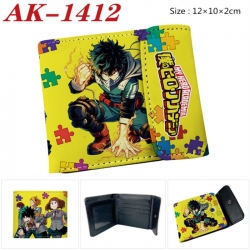 My Hero Academia Anime PU leather full color buckle two fold wallet 12X10X2CM