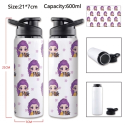 K-Pop Demon Hunters Anime Printed Outdoor Sports Water Bottle 600ml 21x7cm