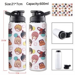 Chainsaw Man Anime Printed Outdoor Sports Water Bottle 600ml 21x7cm