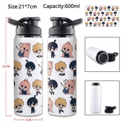 Chainsaw Man Anime Printed Outdoor Sports Water Bottle 600ml 21x7cm