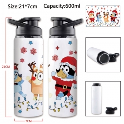 Bluey Anime Printed Outdoor Sports Water Bottle 600ml 21x7cm