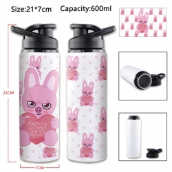Straykids Anime Printed Outdoor Sports Water Bottle 600ml 21x7cm