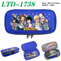My Hero Academia Anime Waterproof canvas zipper clamshell pencil case pencil case 22x10x4cm