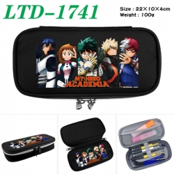 My Hero Academia Anime Waterproof canvas zipper clamshell pencil case pencil case 22x10x4cm