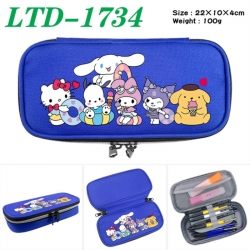 Sanrio Anime Waterproof canvas zipper clamshell pencil case pencil case 22x10x4cm