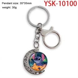 Lilo & Stitch Anime double-sided crystal rotating gemstone keychain pendant price for 5 pcs