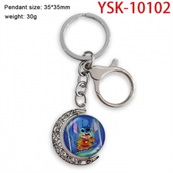 Lilo & Stitch Anime double-sided crystal rotating gemstone keychain pendant price for 5 pcs