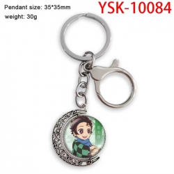 Demon Slayer Kimets Anime double-sided crystal rotating gemstone keychain pendant price for 5 pcs