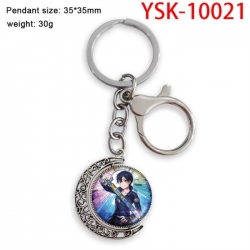 Sword Art Anime double-sided crystal rotating gemstone keychain pendant price for 5 pcs