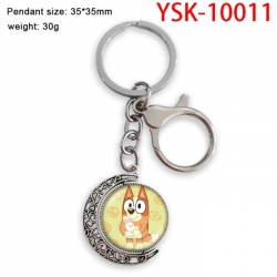 Bluey Anime double-sided crystal rotating gemstone keychain pendant price for 5 pcs