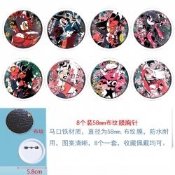 Hazbin Hotel Anime Round cloth film brooch badge 58MM a set of 8