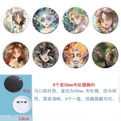 Identity V Anime Round cloth film brooch badge 58MM a set of 8