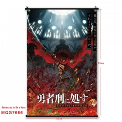 Punish the Brave Anime black Plastic rod Cloth painting Satin cloth Wall Scroll 60X90CM 